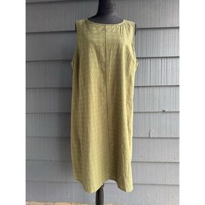 Liz Claiborne Olive Green Sleeveless Embroided Dress With Pockets Size Large!‎